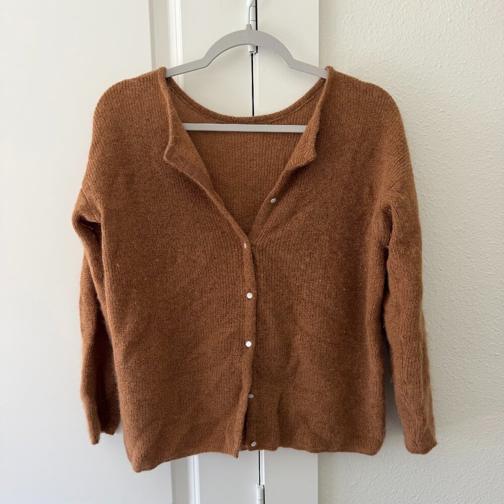 Sezane Camel Gaspard Knit Cardigan, Size S